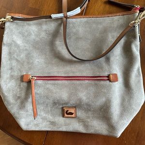 Dooney and Bourke, gray suede shoulder bag